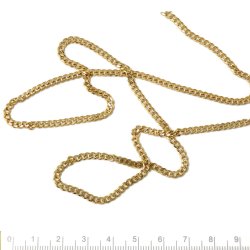 Ankerkette, stark, verdrehtes facettierte Gelenk, vergoldeter Stahl, 4x3x0,8 mm, 1 m