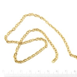 Ankerkette, flacher Draht mit Rillen, stark vergoldeter Stahl, Gliedma�e 4x3x0,8 mm, 1 m