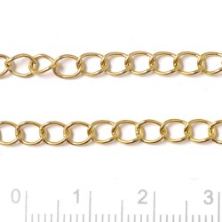 Ankerkette, leicht verdreht, vergoldeter Stahl, Gelenkmaen 5x4x0,6 mm, 1 M