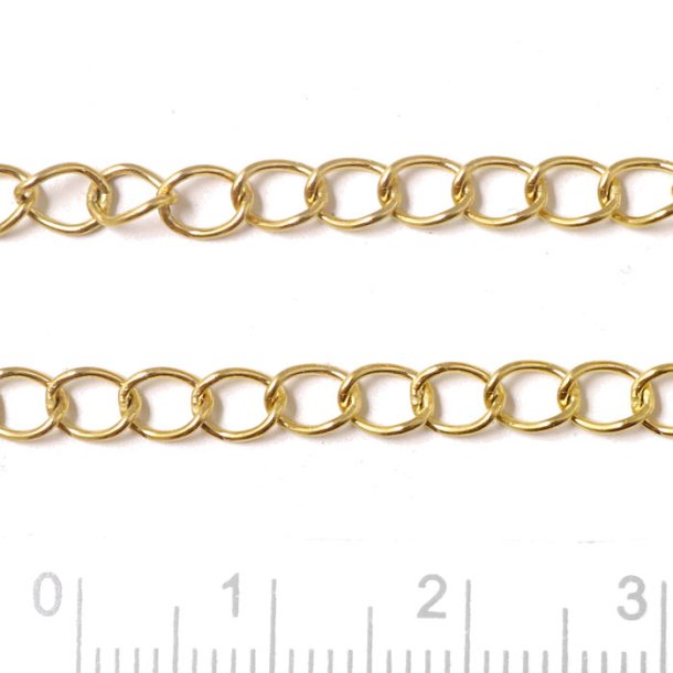 Ankerkette, leicht verdreht, vergoldeter Stahl, Gelenkma&szlig;en 5x4x0,6 mm, 1 M