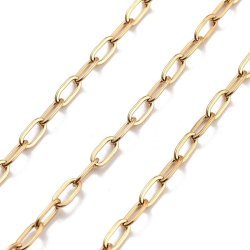 B�roklammerkette, PVD-vergoldeter Edelstahl, ovale Glieder, 5,5x2,5x0,5 mm, 1 m