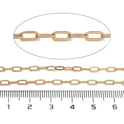 B�roklammerkette, PVD-vergoldeter Edelstahl, ovale Glieder, 5,5x2,5x0,5 mm, 1 m