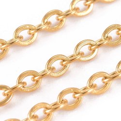 Ankerkette, goldfarbener Edelstahl, flache ovale Glieder, 3x2x0,6 mm, 1 m