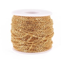 Ankerkette, goldfarbener Edelstahl, flache ovale Glieder, 3x2x0,6 mm, 1 m