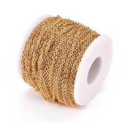 Ankerkette, goldfarbener Edelstahl, flache ovale Glieder, 3x2x0,6 mm, 1 m