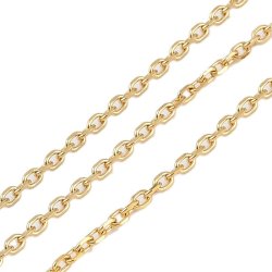 Ankerkette, 18K vergoldeter Edelstahl, ovale Glieder, 4x2,5x0,5 mm, 1 m