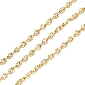 Ankerkette, 18K vergoldeter Edelstahl, ovale Glieder, 4x2,5x0,5 mm, 1 m