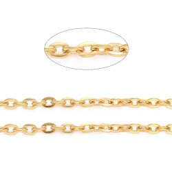 Ankerkette, PVD-vergoldeter Edelstahl, ovale Glieder, 5x4x0,5 mm, 1 m