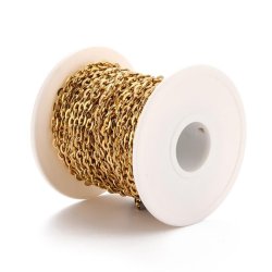 Ankerkette, PVD-vergoldeter Edelstahl, ovale Glieder, 5x4x0,5 mm, 1 m