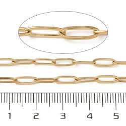 Ankerk�de, hel rulle, IP-forgyldt rustfrit st�l, ovale led, 9x3,5x0,8 mm, 10 m