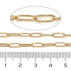 Ankerk�de, IP-forgyldt rustfrit st�l, ovale led, 9x3,5x0,8 mm, 1 m