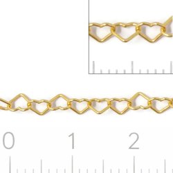Small heart chain, gold-plated silver, link size 3.4x4mm, 20 cm