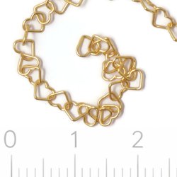 Small heart chain, gold-plated silver, link size 3.4x4mm, 20 cm