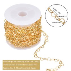 Groe Herzkette, Messing vergoldet, Gliedergre 6,5x4,5x0,3 mm, 50 cm