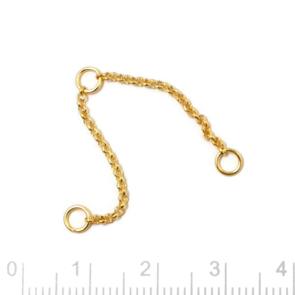 Jewelry chain extender with 3 jumprings, gold-plated silver, length 6 cm, 1pc