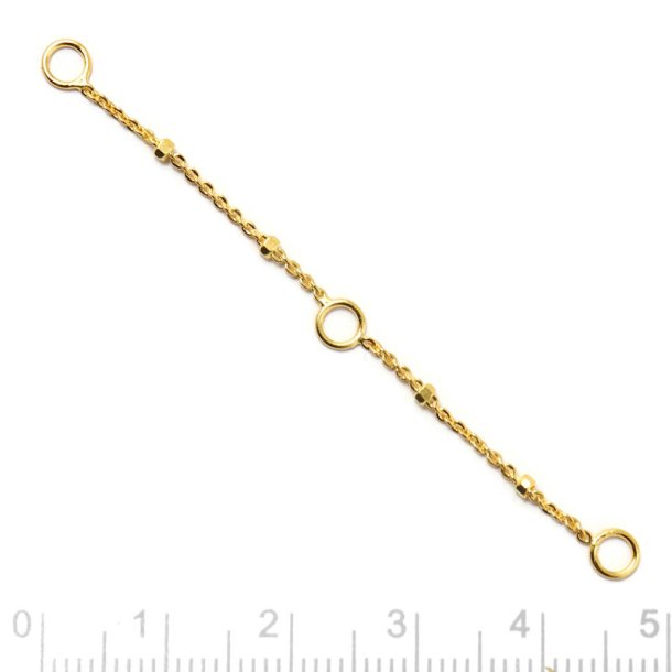 Jewelry chain extender, saturn chain, 3 jumprings, gold-plated silver, length 6 cm, 1pc