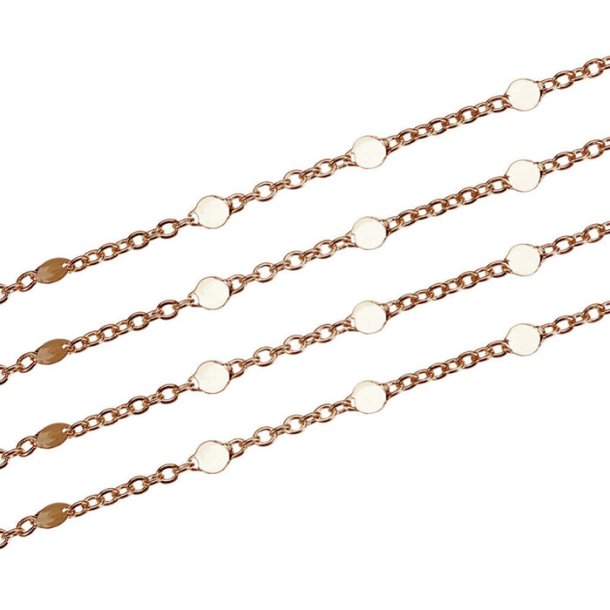 Anchor chain with small coins, gold-plated brass, 1-1.5 mm, 1 metre