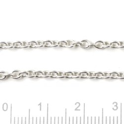 Anchor chain, silver-plated, AR60, link width 2.5 mm, link length 3.3 mm, 50 cm