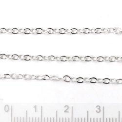 Ankerkette, gro&szlig;kauf, versilbertes Messing, flacher Draht, 2x1,5 m, 4 m