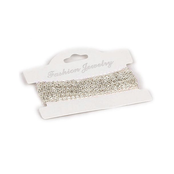 Cable chain, bulk purchase, silver plated brass, flat wire, chain link 2x1.5mm, 1 m