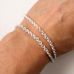 Cable chain, AR100, silver-plated brass, thread 1mm, link width 4 mm, 50cm