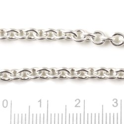 Cable chain, AR100, silver-plated brass, thread 1mm, link width 4 mm, 50cm
