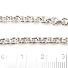 Cable chain, AR100, silver-plated brass, thread 1mm, link width 4 mm, 50cm