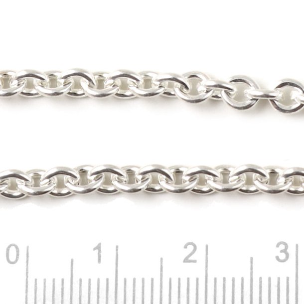 Cable chain, AR100, silver-plated brass, thread 1mm, link width 4 mm, 50cm