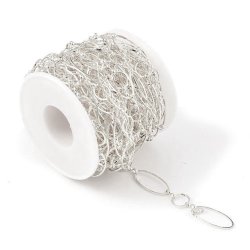 Kette, Oval- und Rundglieder, Messing versilbert, 25 mm und 10 mm, 50 cm