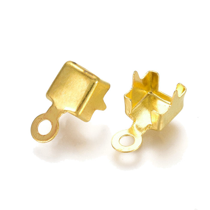 Endstück, vergoldetes Messing, 3 mm Schale für Strasskette, 6 Stk