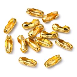 Ball chain connector for 2mm ball chain, gilded brass, 6pcs.