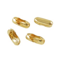 Ball chain connector for 2mm ball chain, gilded brass, 6pcs.