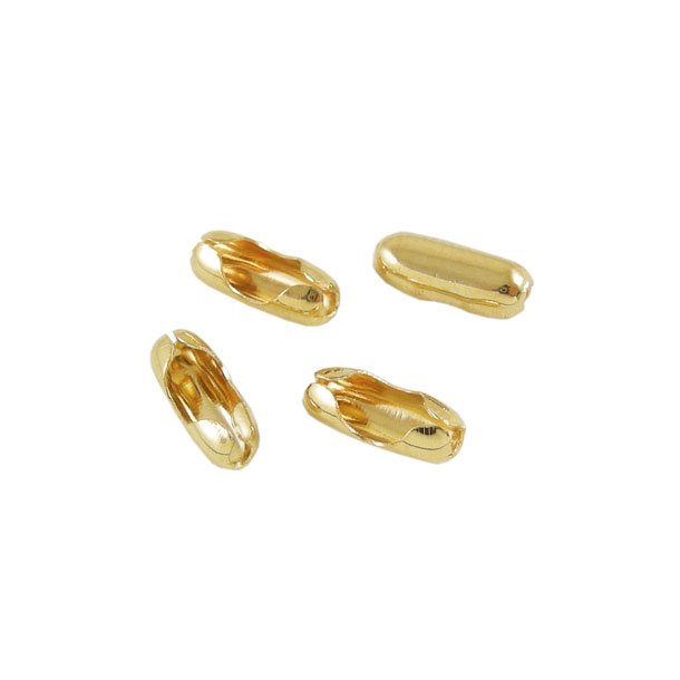 Ball chain connector for 2mm ball chain, gilded brass, 4pcs.