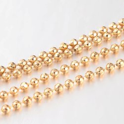 Ball chain, facetted, gold-plated brass, with connector, 1.5mm, 1m.