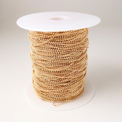 Ball chain, facetted, gold-plated brass, with connector, 1.5mm, 1m.