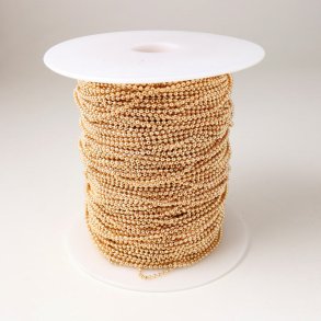 Ball chain, full spool with connectors, facetted, gold-plated brass, 1.5mm, 100m.