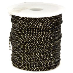 Kugelkette, schwarzes Messing, gold-facettiert, 1,5 mm, 1 Meter