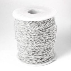 Kugelkette, Grokauf, versilbertes Messing, Strke 1,5 mm, 90 M mit Verschlssen