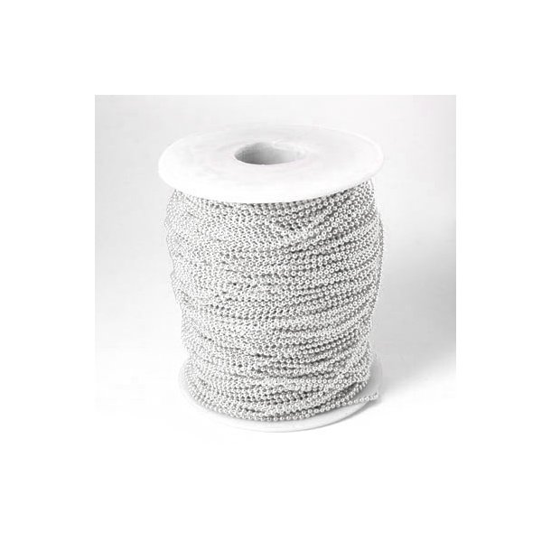 Kugelkette, Grokauf, versilbertes Messing, Strke 1,5 mm, 90 M mit Verschlssen