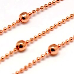 Kugelkette, rotvergoldetes Messing mit Dekoperle, 1,5 mm, 1 m
