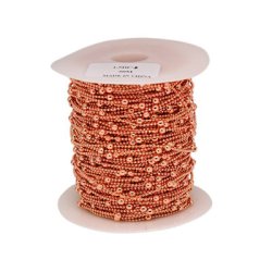 Kugelkette, rotvergoldetes Messing mit Dekoperle, 1,5 mm, 1 m