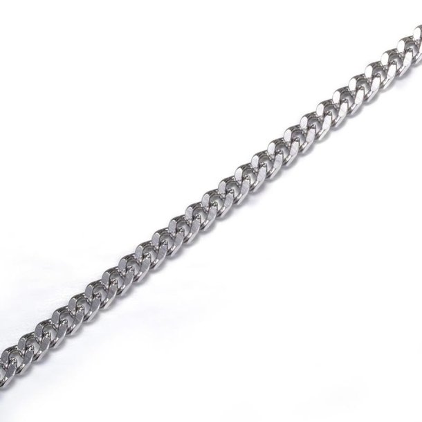 Ankerk�de, snoet og facetteret, rustfrit st�l, 3,5x2,5x0,6 mm, 1 m