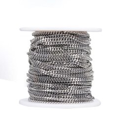 Ankerk�de, snoet og facetteret, rustfrit st�l, 3,5x2,5x0,6 mm, 1 m