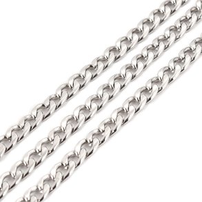 Curb chain, stainless steel, 6x4.5x1.5 mm, 50 cm