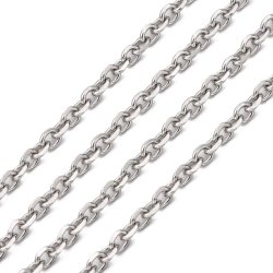 Ankerk�de, hel rulle, facetteret, rustfrit st�l, 4,5x3,5x1 mm, 10 m