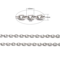 Ankerk�de, hel rulle, facetteret, rustfrit st�l, 4,5x3,5x1 mm, 10 m