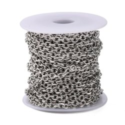 Ankerk�de, hel rulle, facetteret, rustfrit st�l, 4,5x3,5x1 mm, 10 m