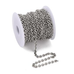 Ankerk�de, hel rulle, facetteret, rustfrit st�l, 4,5x3,5x1 mm, 10 m