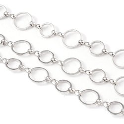 Gro&szlig;es-kleines Kettenglied, runde Glieder, Flachdraht, Platinfarben, 10x8x1mm, 50 cm