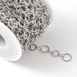 Gro&szlig;es-kleines Kettenglied, runde Glieder, Flachdraht, Platinfarben, 10x8x1mm, 50 cm